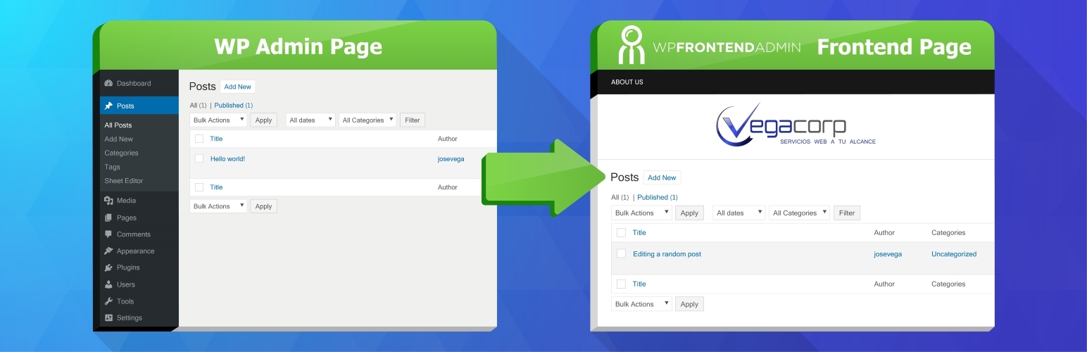 Product image for WP Frontend Admin – Display WP Admin Pages in the Frontend.