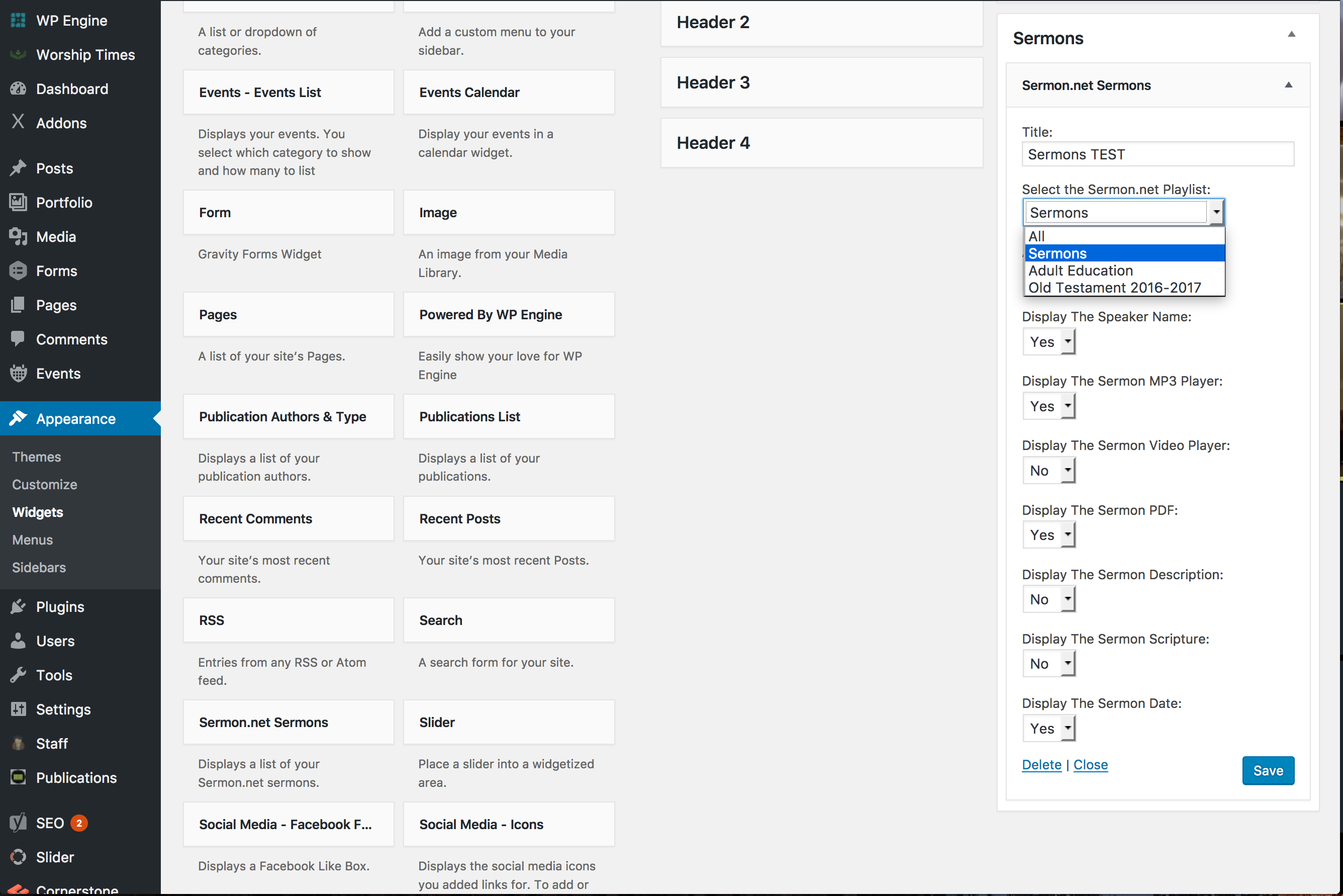 <strong>Widget</strong> - To drop a sermon.net list onto a sidebar, drag the widget into place and select your preferences.