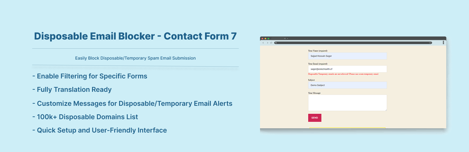 Disposable Email Blocker – Contact Form 7