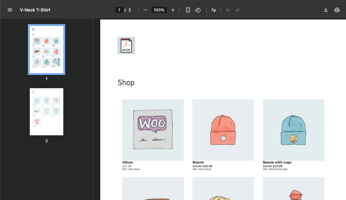 WooCommerce Shop PDF