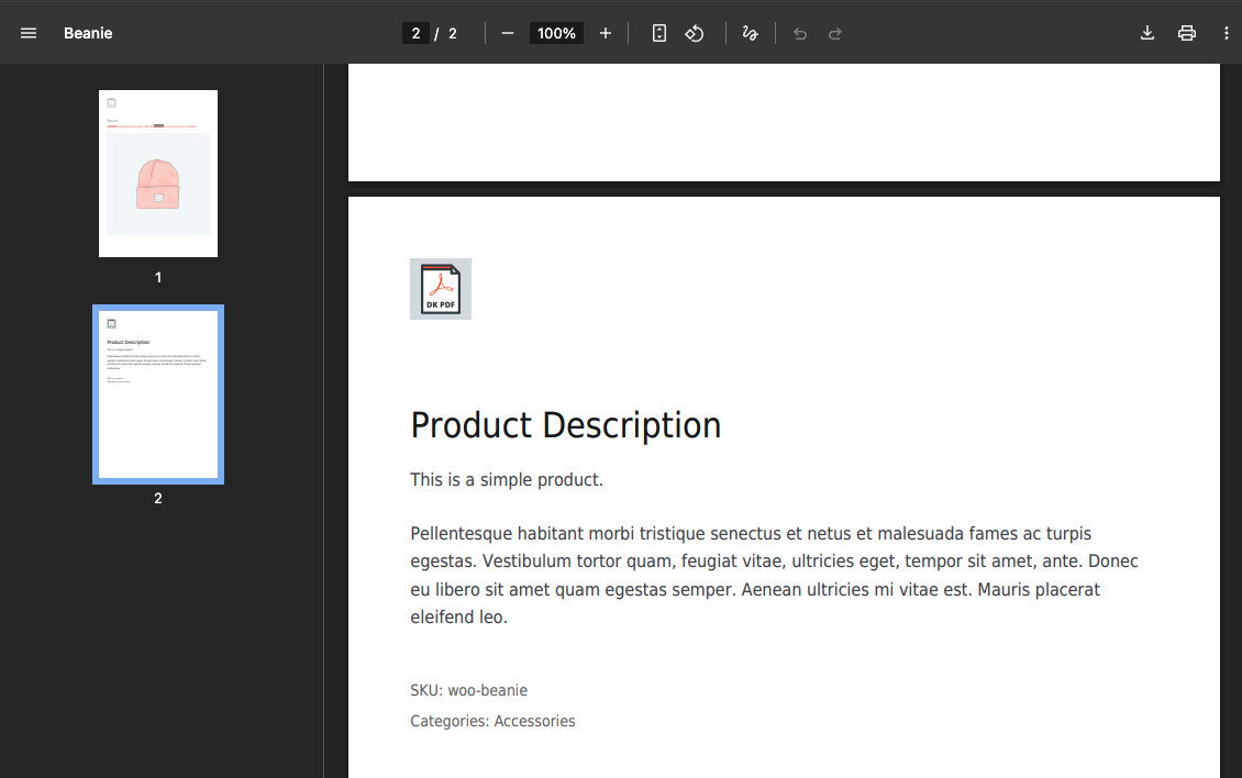 WooCommerce Product PDF