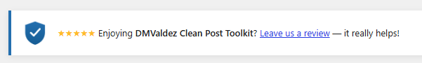 The dismissible review-request notice on the Dashboard.