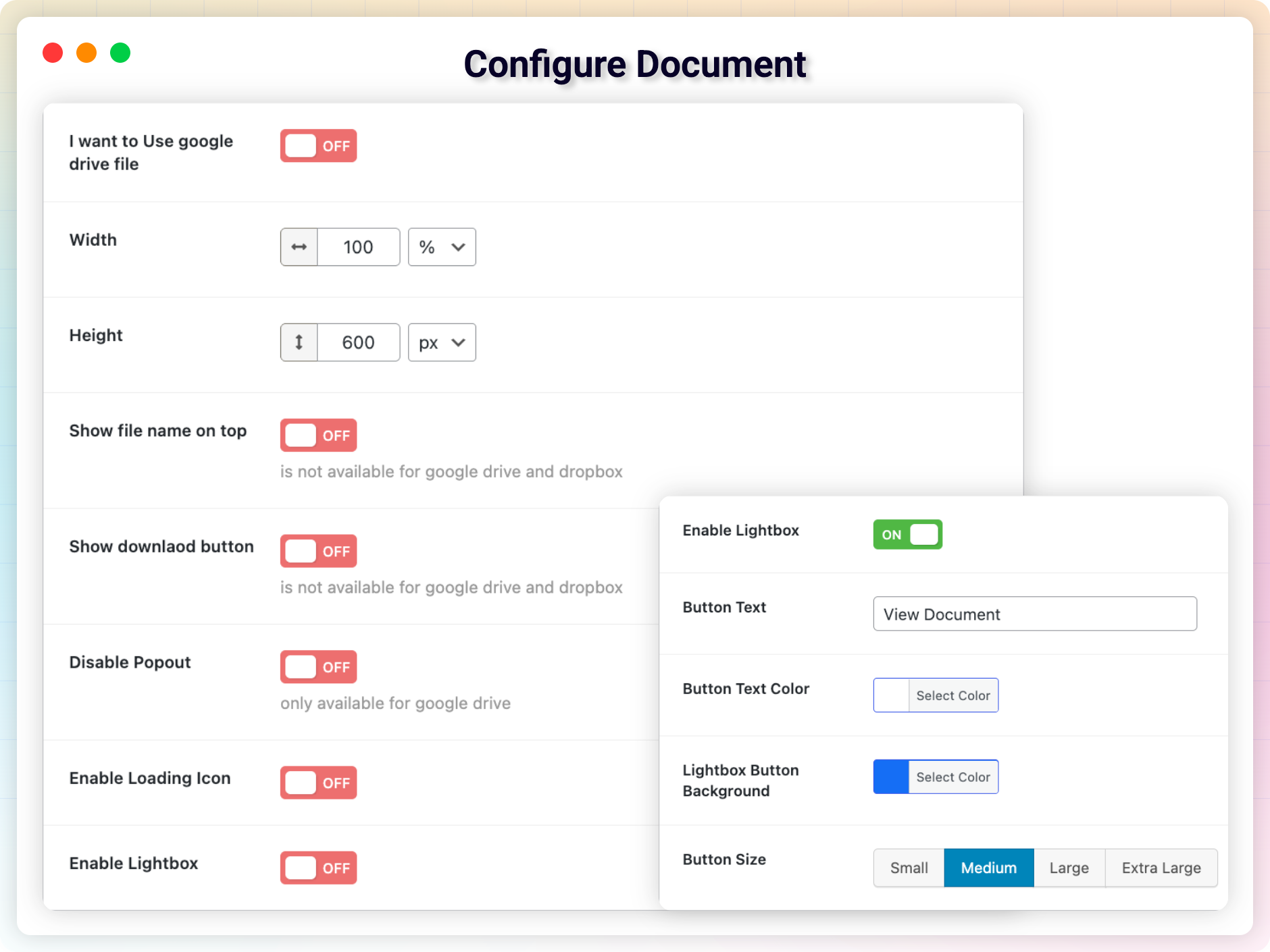 Configure Document
