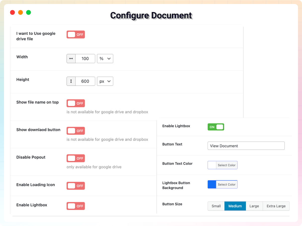 Configure Document