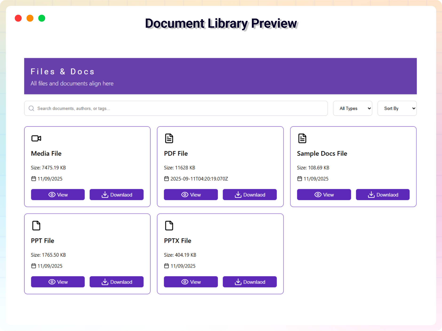 Preview Document Library