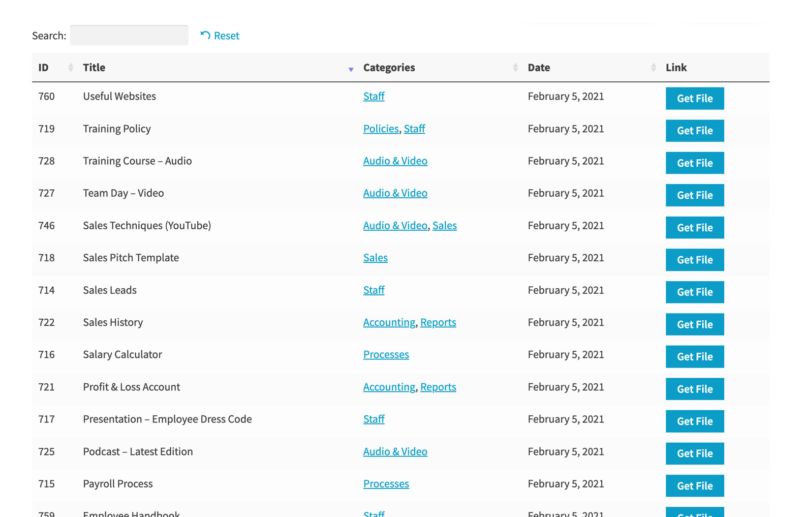 Click on a download category to filter the document library.