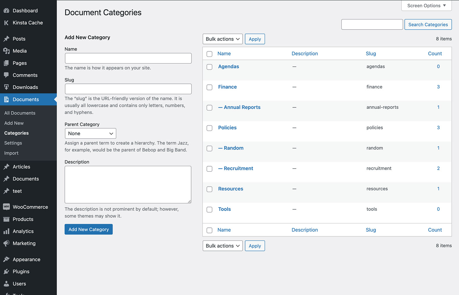 Keep the download manager organized by structuring documents into categories.