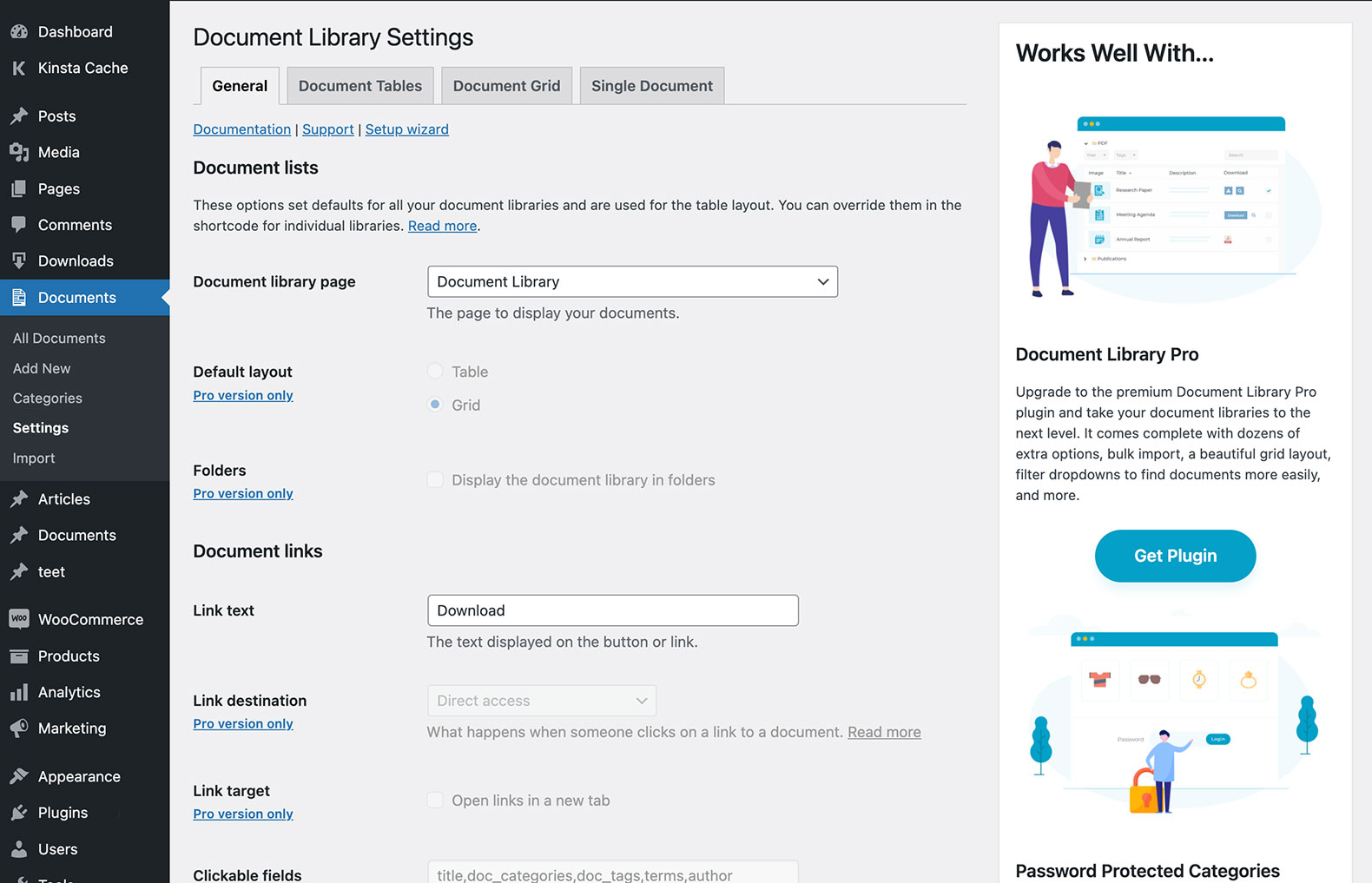 Configure your document libraries centrally on the plugin settings page.