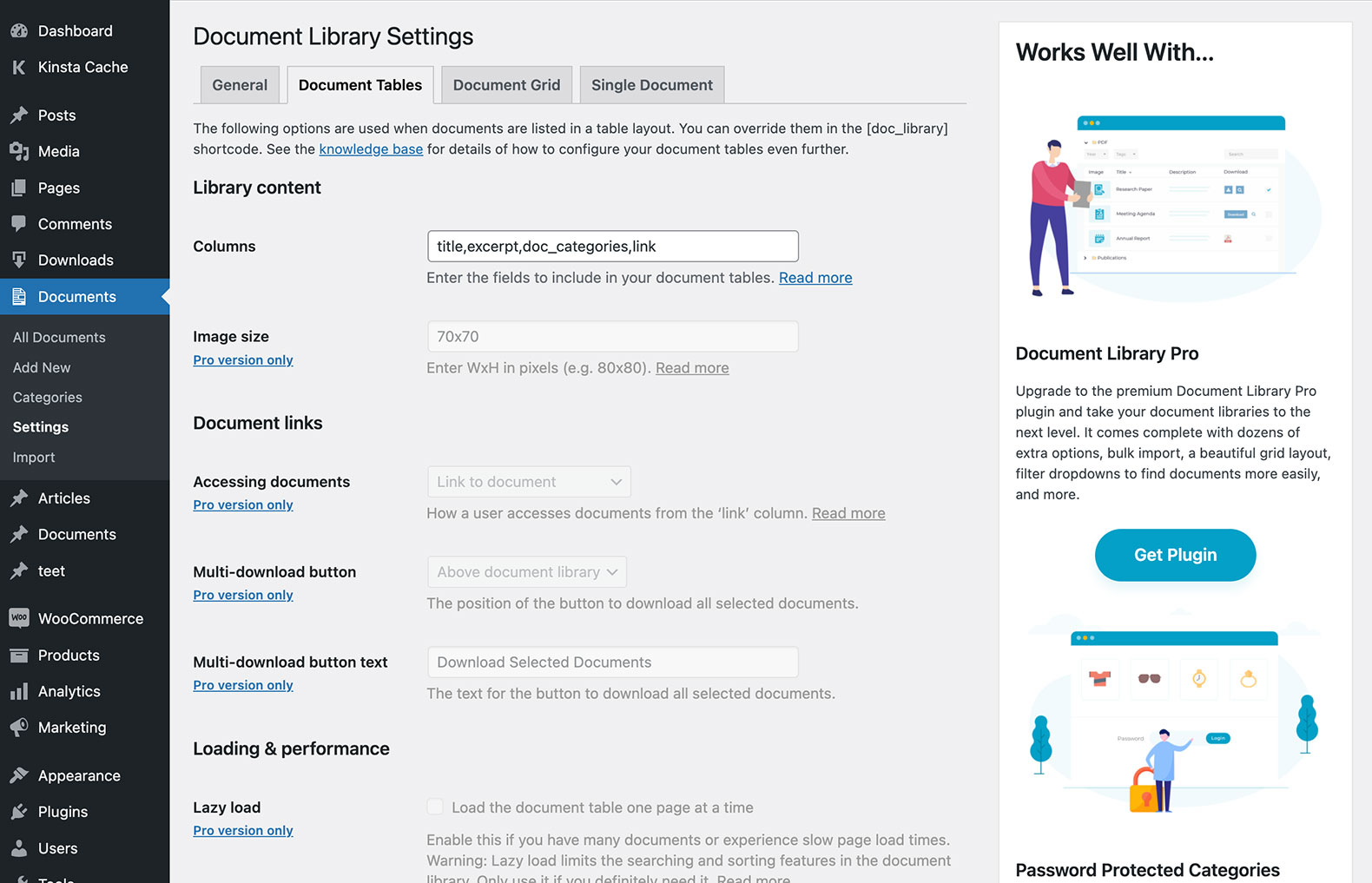 Choose which columns of information to include in the document library.