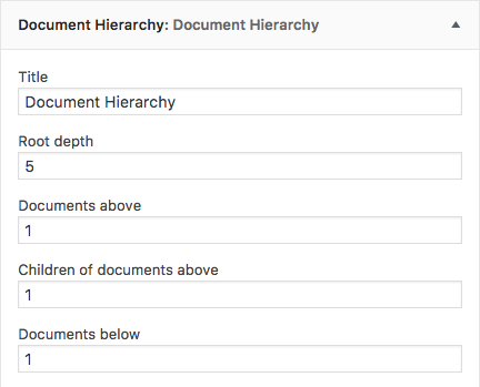 Document Hierarchy widget settings