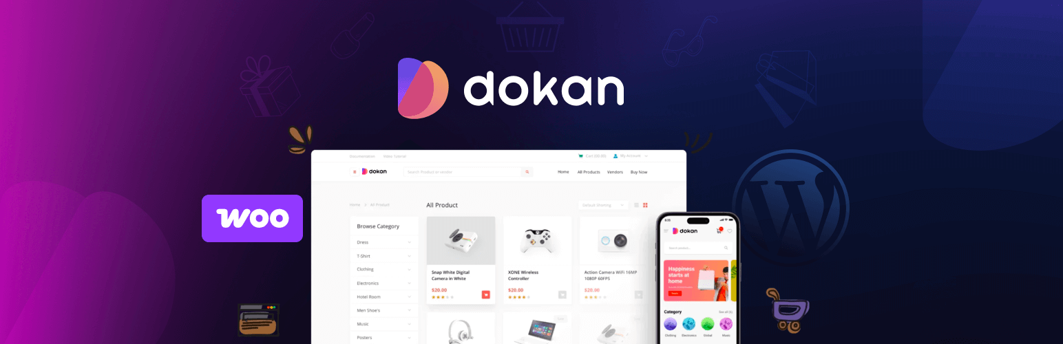 WordPress 外掛 Dokan – Powerful WooCommerce Multivendor Marketplace Solution – Build Your Own Amazon, eBay, Etsy 的封面圖片。