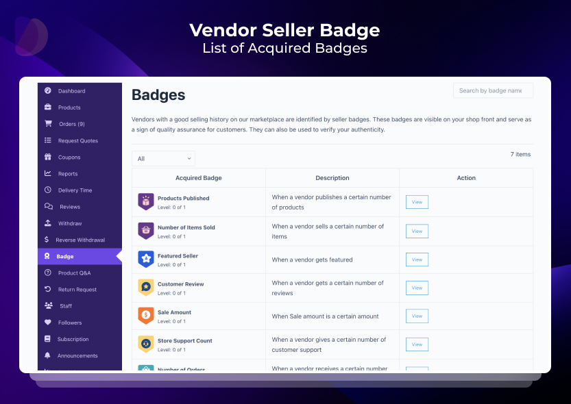 Frontend → Vendor Badge View