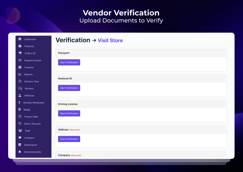 Frontend → Vendor Verification
