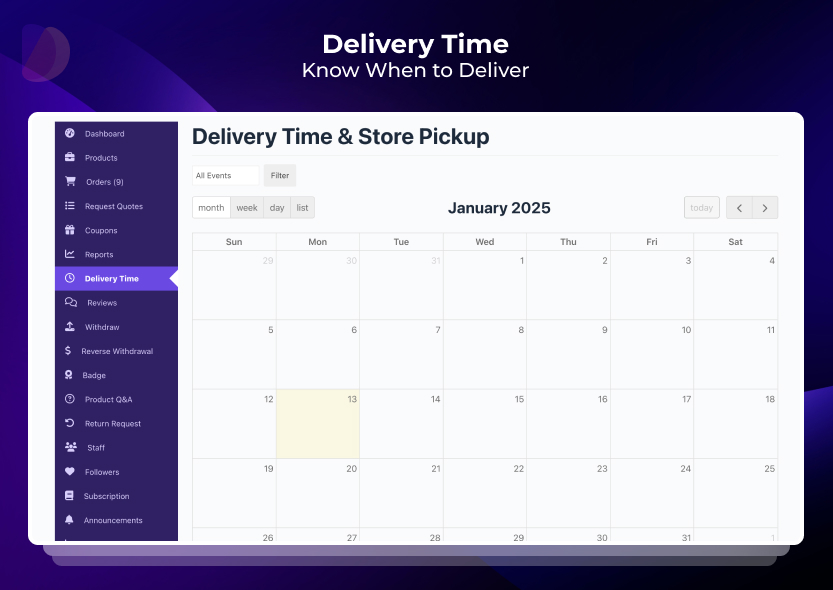 Frontend → Product Delivery Schedules