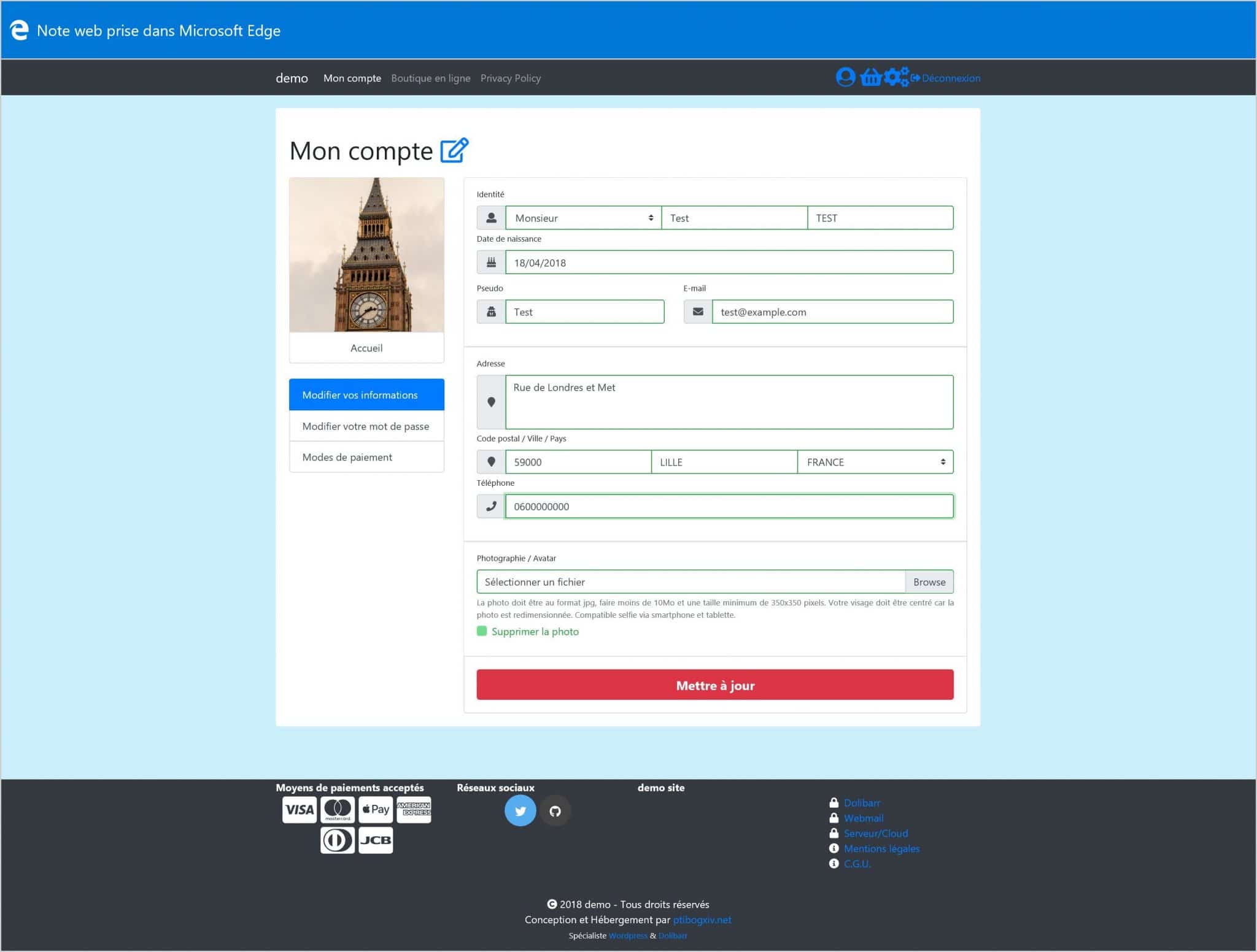 Front-end form feature.