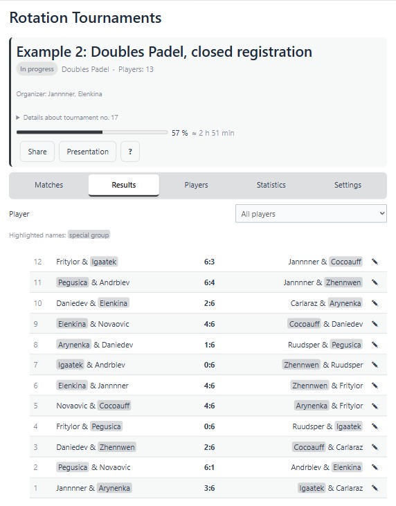Matches played. (Wordpress)