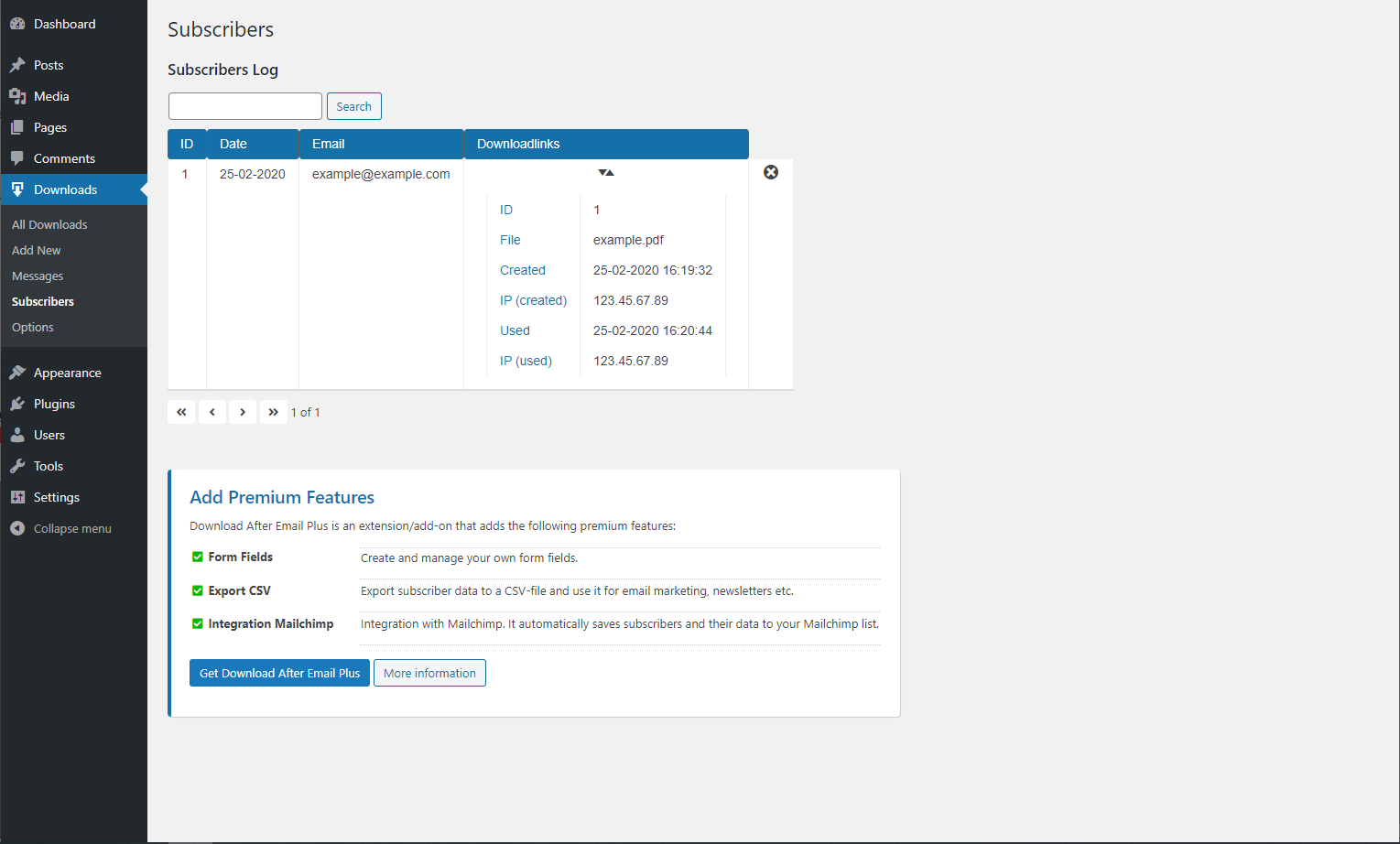 Download After Email – Subscribe & Download Form Plugin