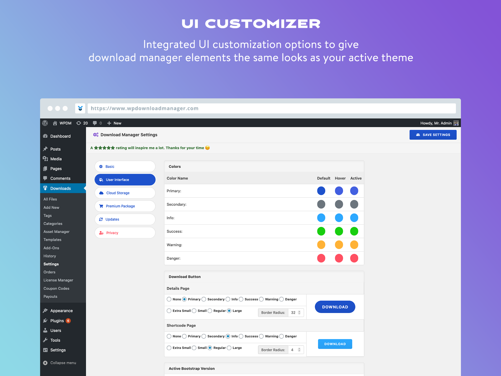 UI customizer