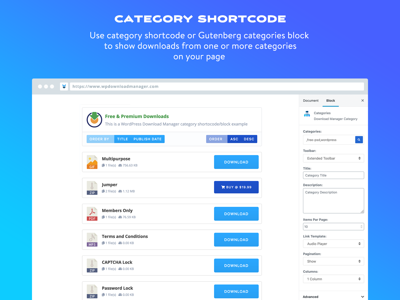 Category short-code