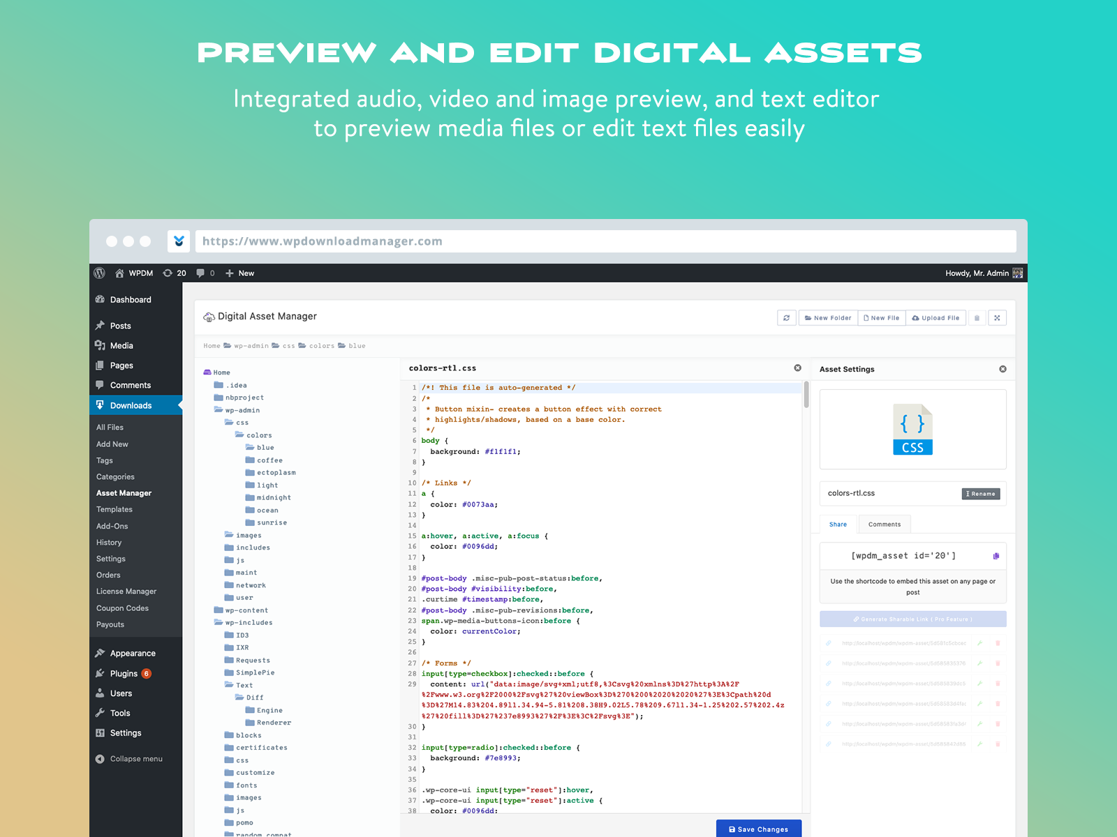 Preview & Edit Digital Assets