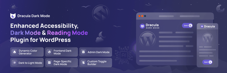 Dracula Dark Mode –  Enhanced Accessibility, Dark Mode & Reading Mode for WordPress