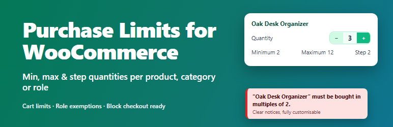 Dreamfoxmedia Purchase Limits for WooCommerce preview
