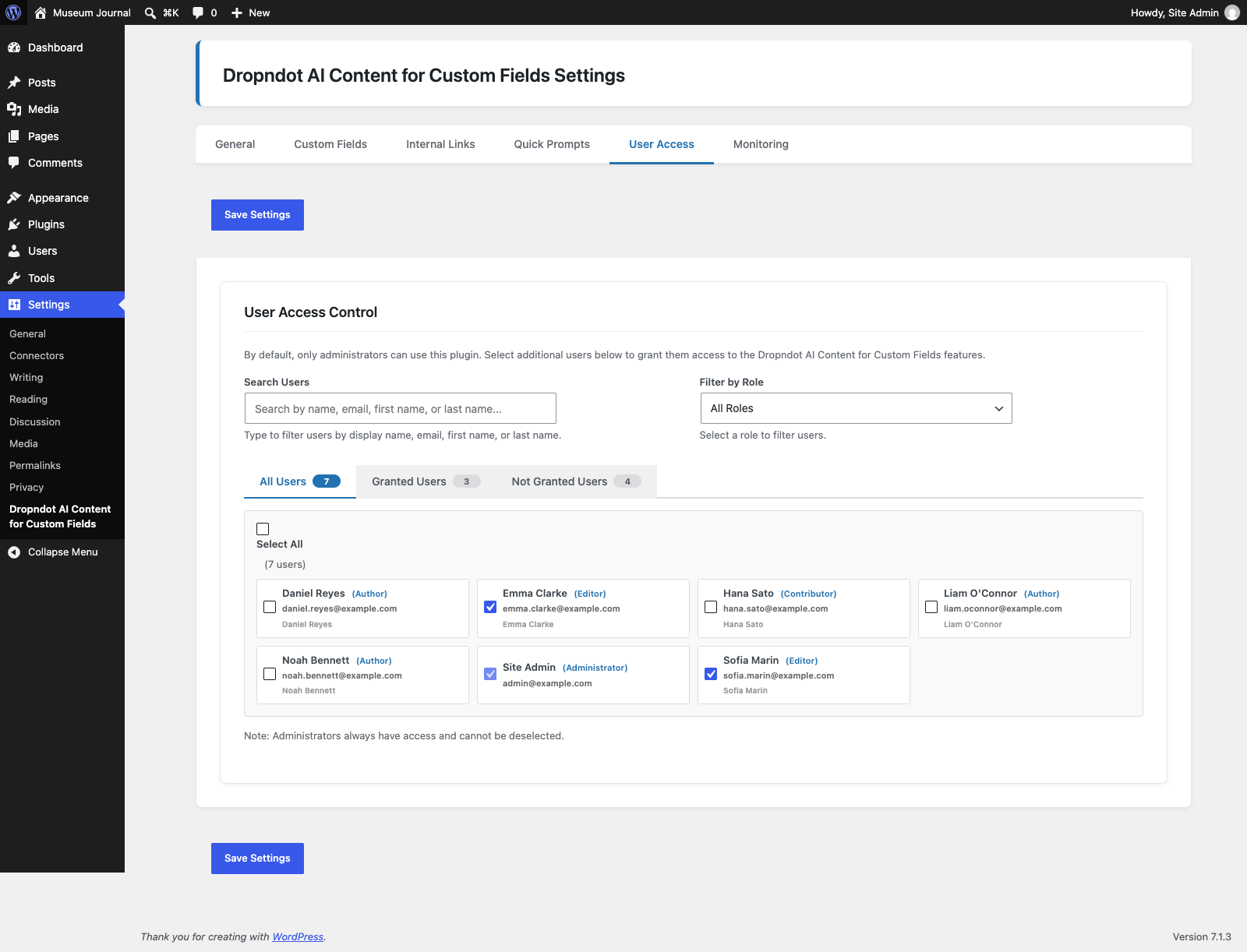 User access control for non-admin users