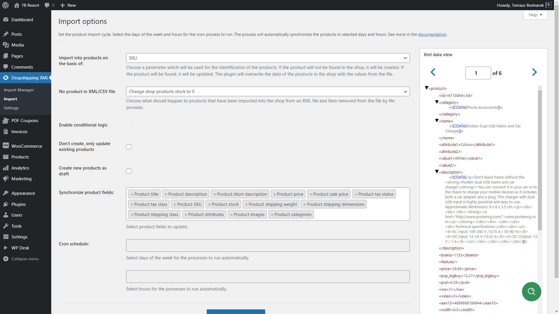 Use Import Options to adjust product import to your needs