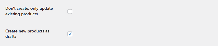 The product import can also create new WooCommerce products as drafts