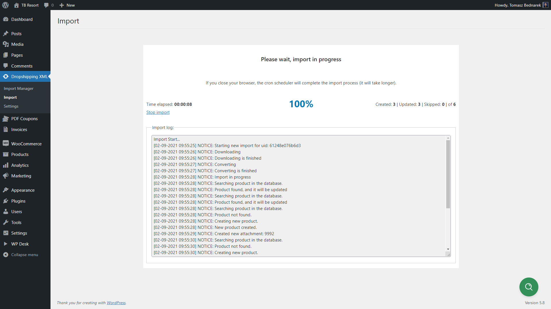 Import Products to WooCommerce (process)