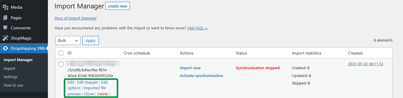 Clone the product import to easily use the same file with different settings