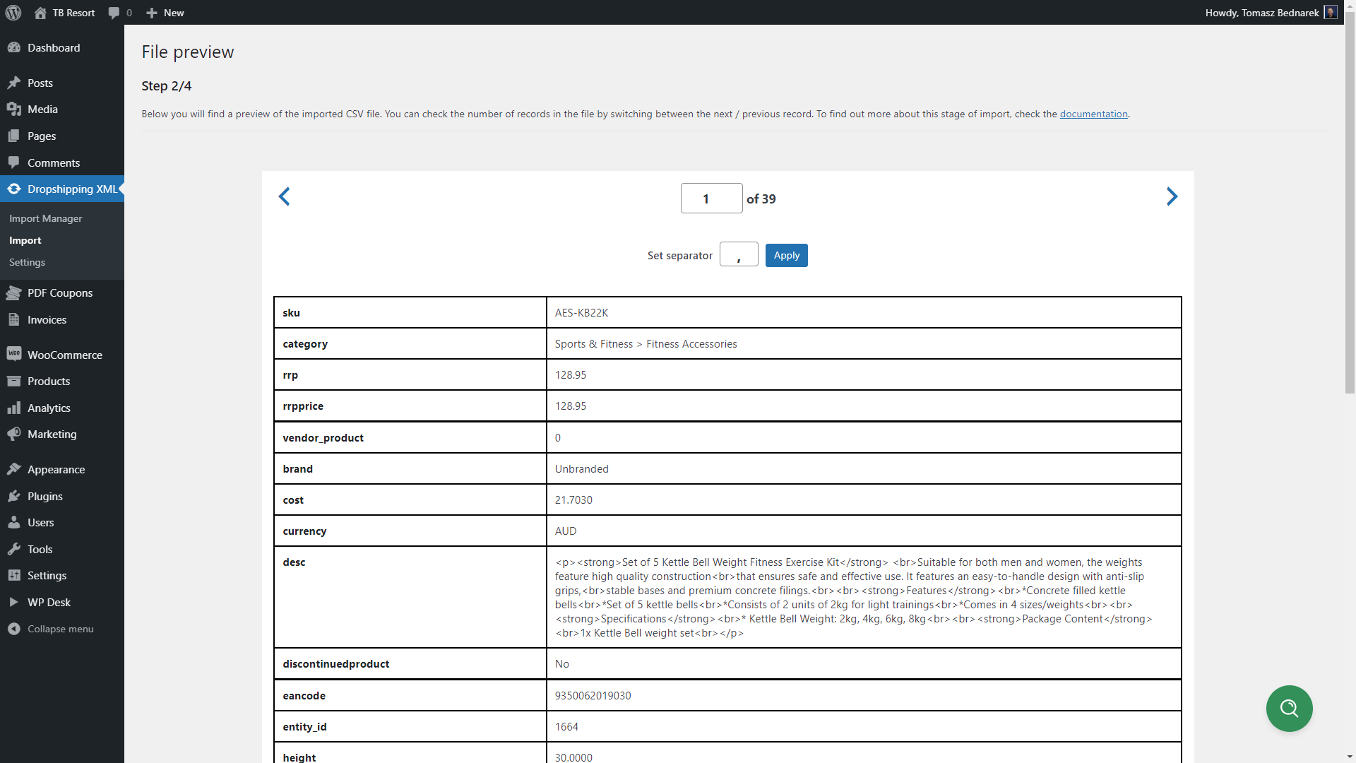 CSV preview