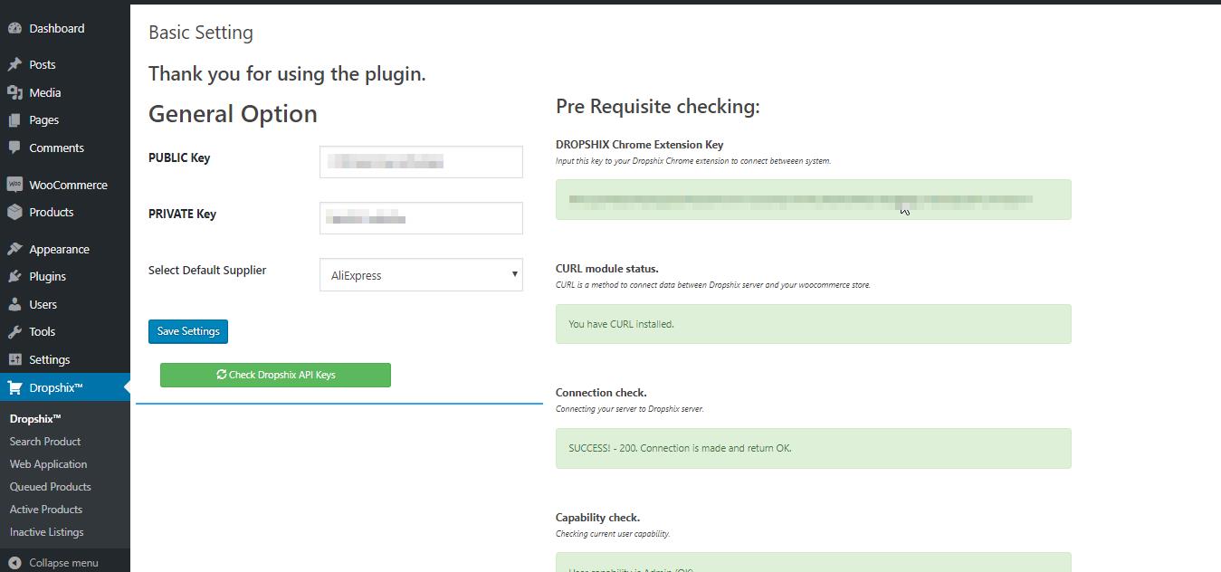 General option page.