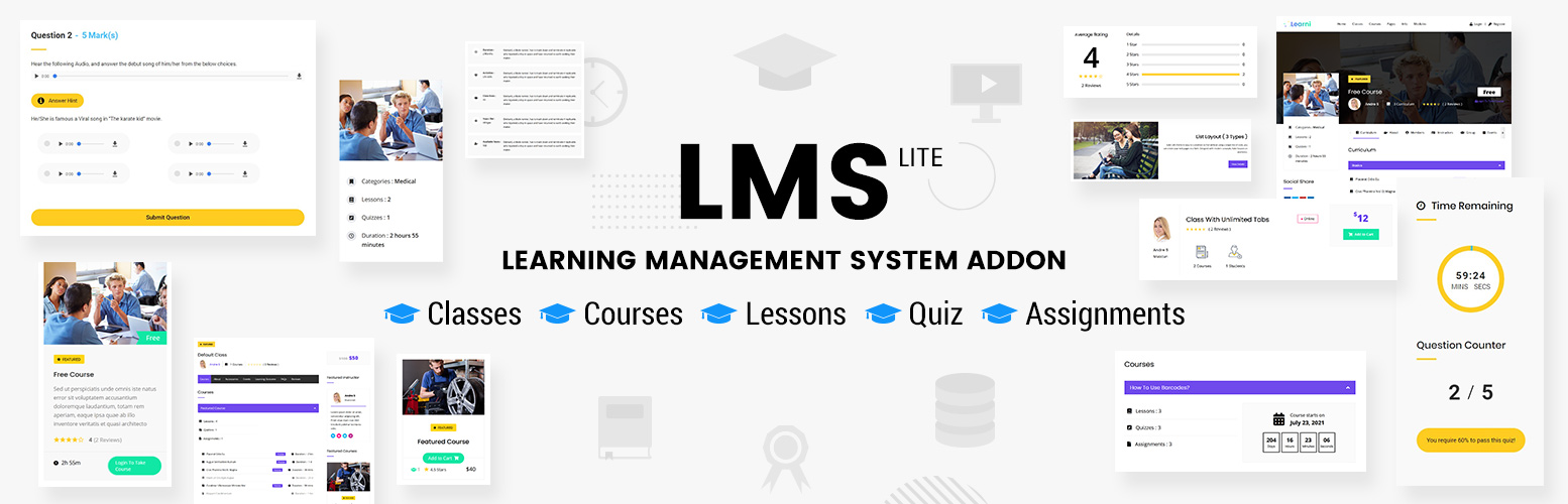 WordPress 外掛 DT LMS – elearning,  WordPress LMS Plugin 的封面圖片。