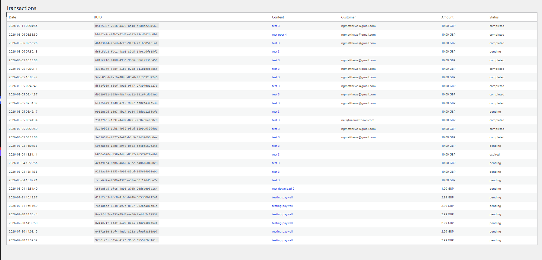 SCREENSHOT 2 - transaction page