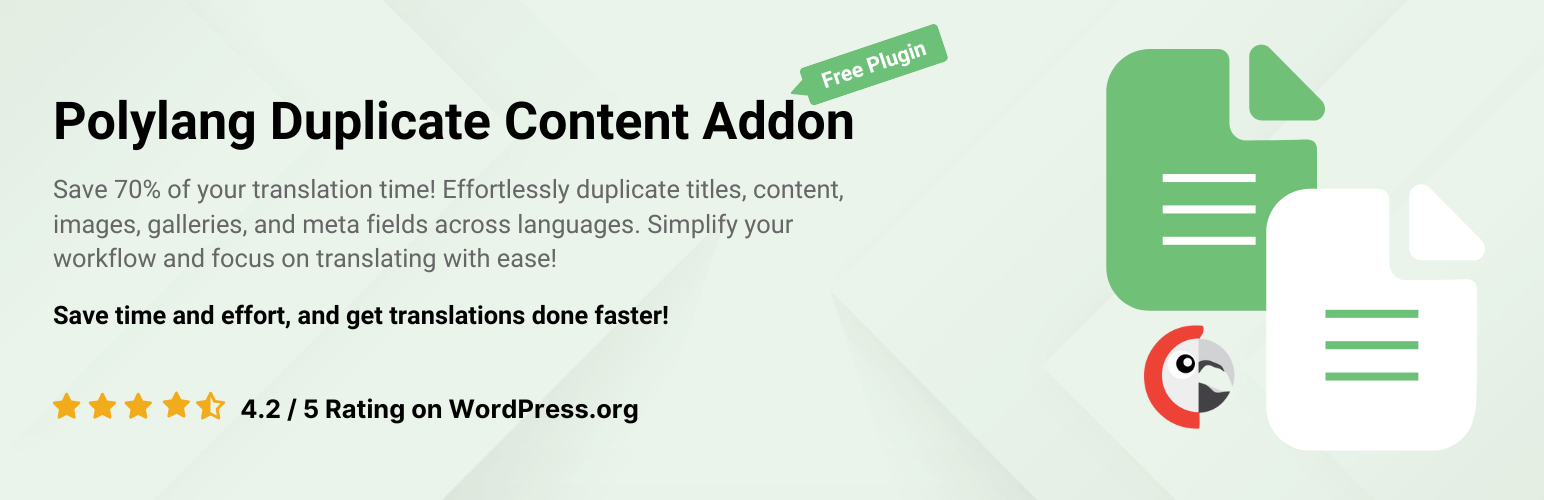WordPress 外掛 Polylang Duplicate Content Addon 的封面圖片。