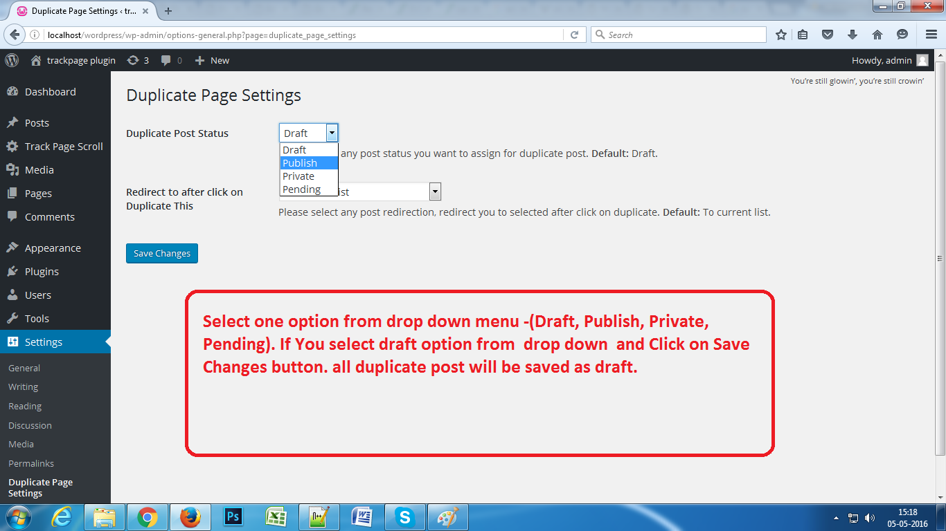 Select Option from Settings Page.