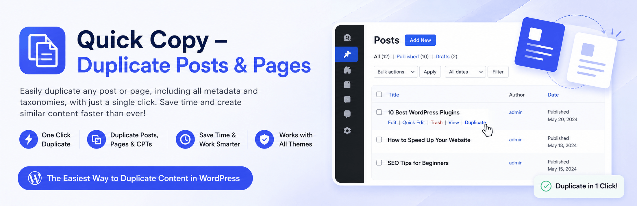 WordPress 外掛 Quick Copy – Duplicate Posts & Pages 的封面圖片