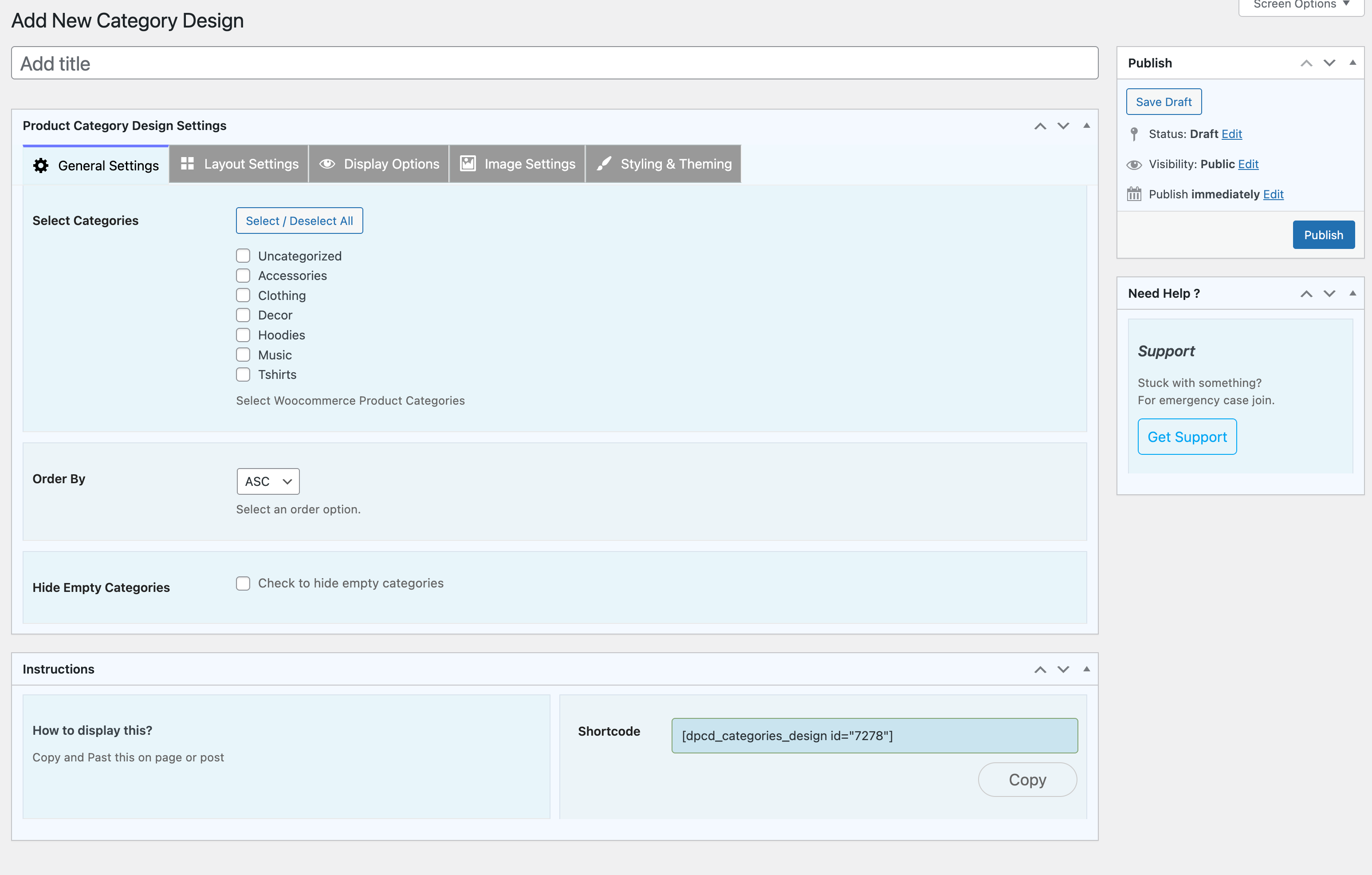 Add a new category design