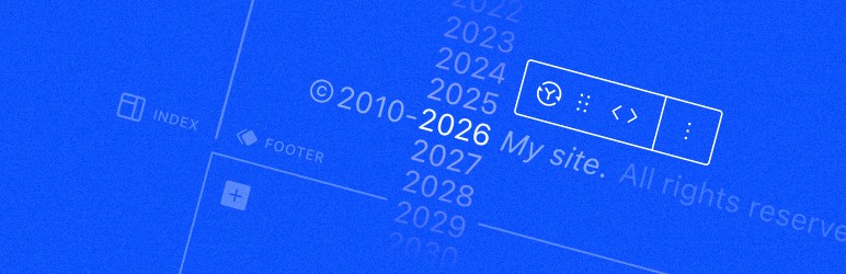 Bloco de ano dinâmico – exibe um aviso de direitos autorais no rodapé com o ano corrente