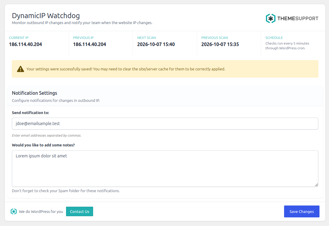 DynamicIP Watchdog administration screen.