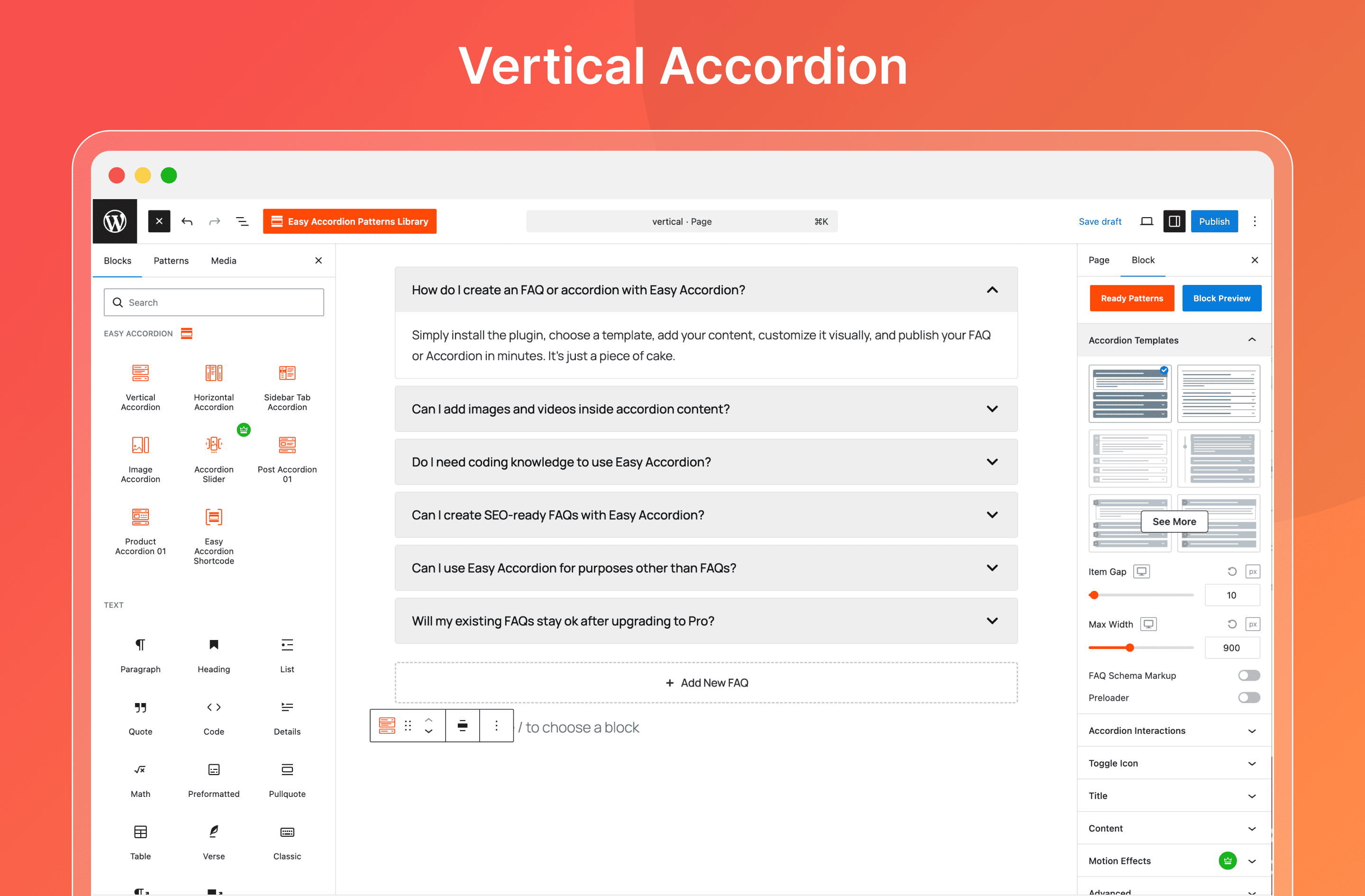Vertical Accordion - Traditional stacked FAQ layout
