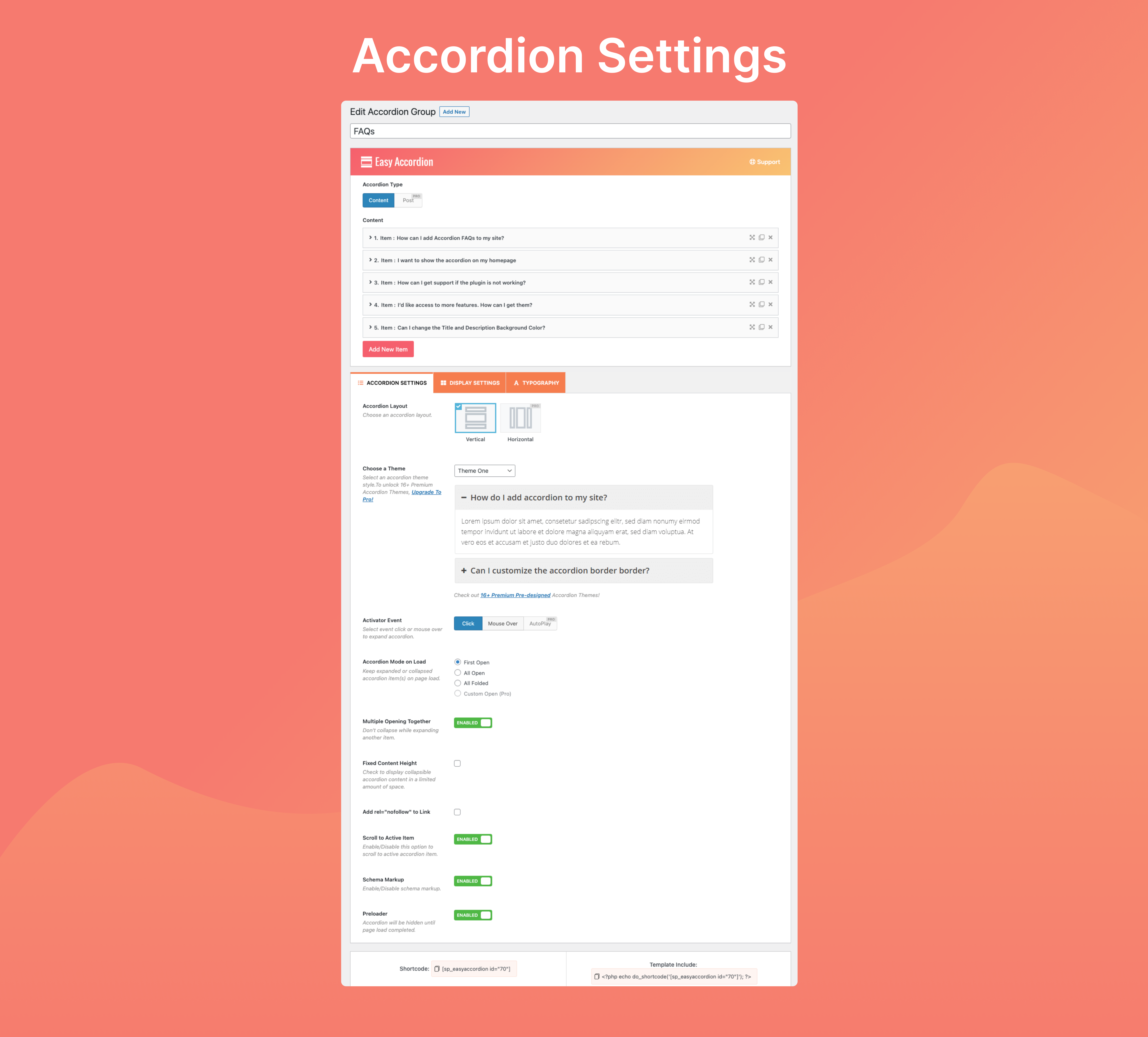 Accordion Settings (Add New).