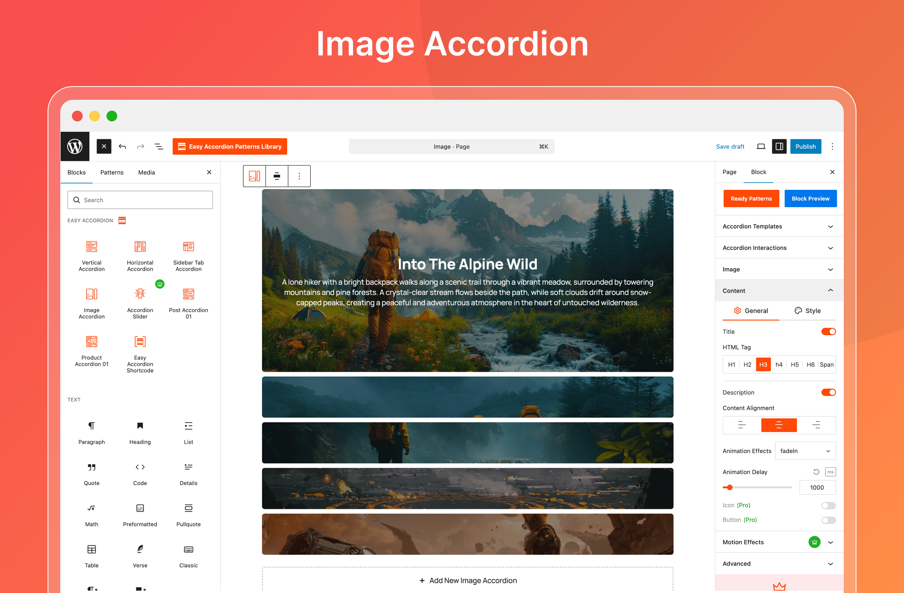 Image Accordion - Visual hover/click accordions