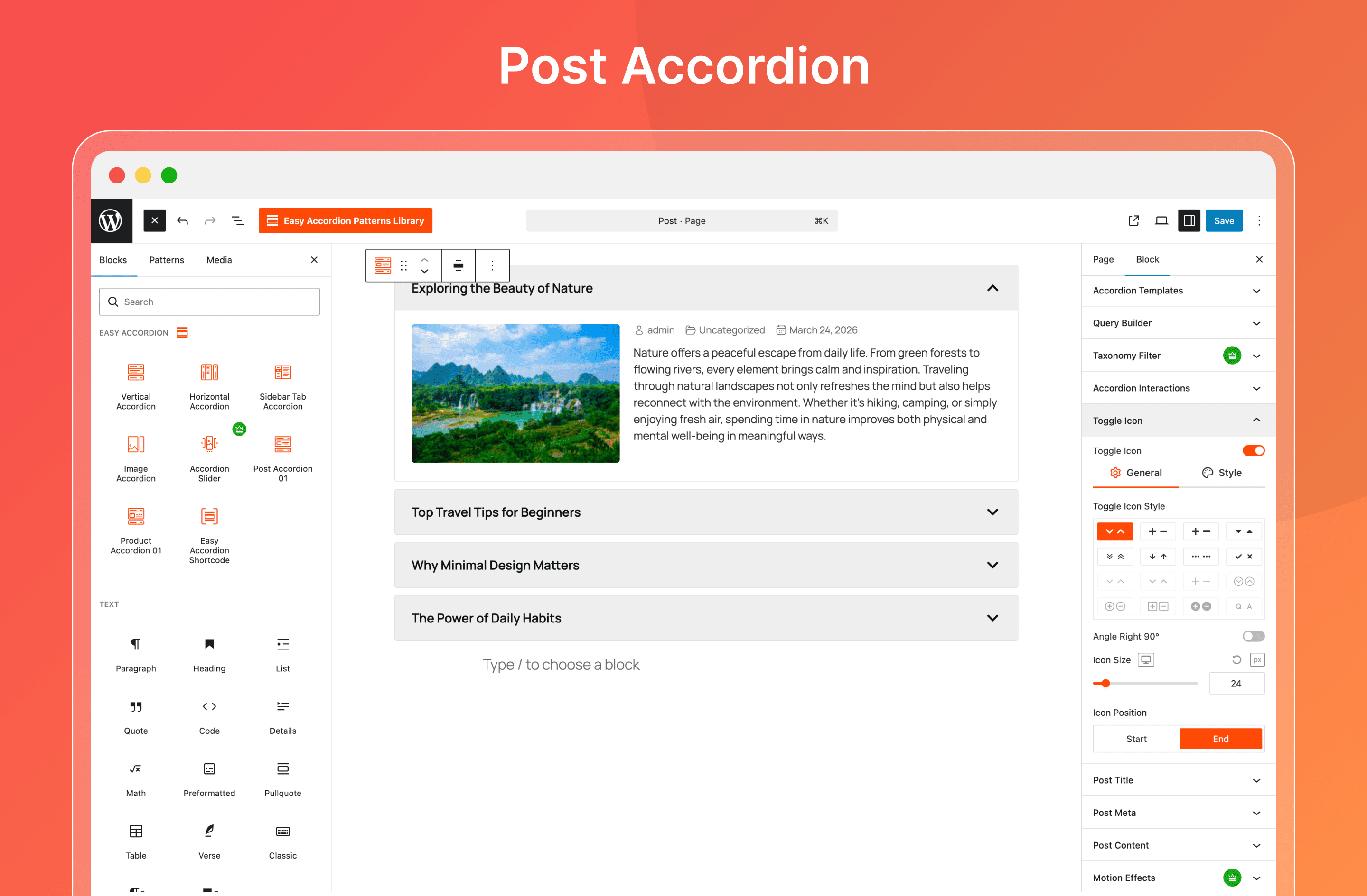 Post Accordion - Dynamic blog post display