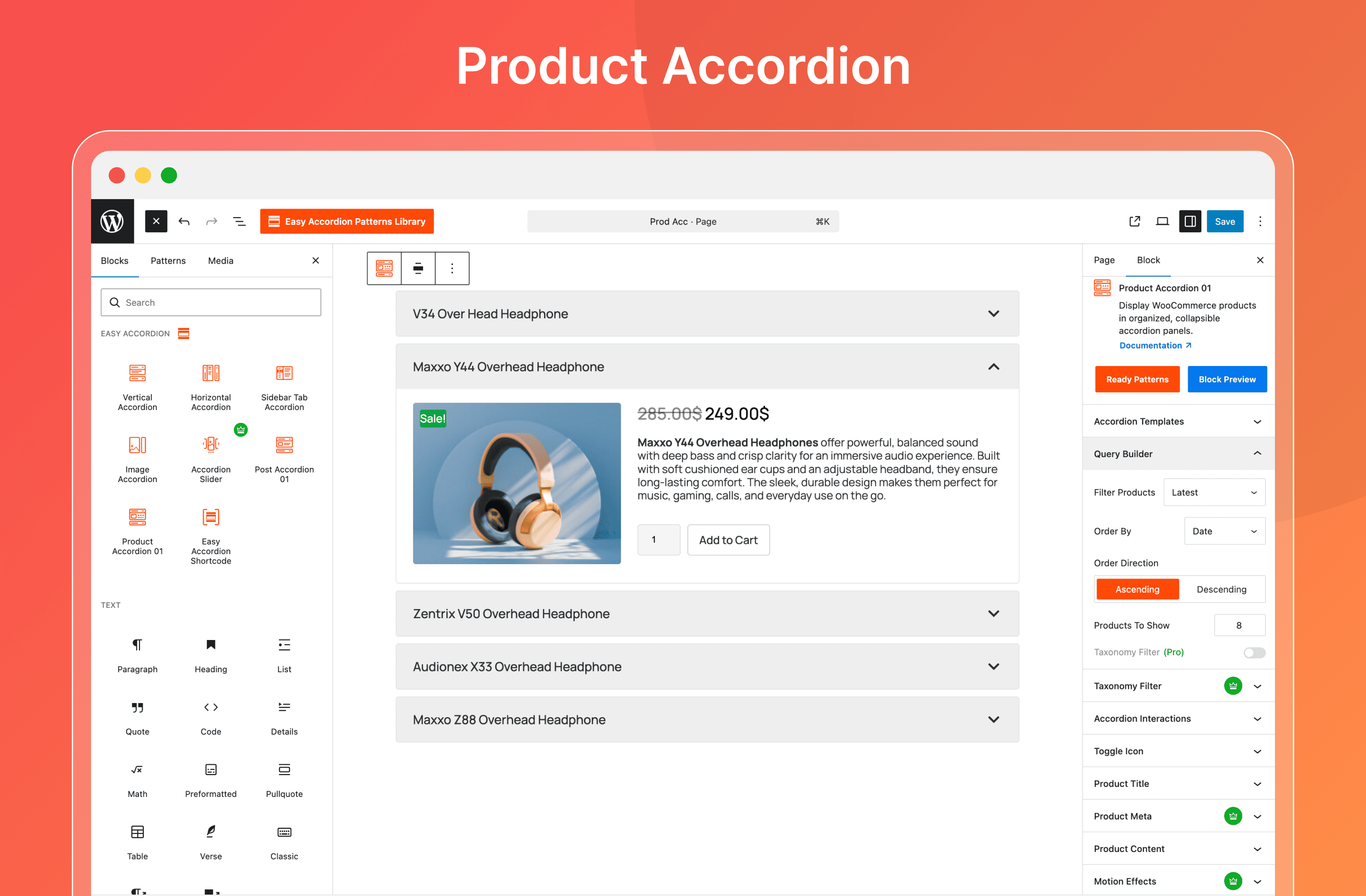 Product Accordion - WooCommerce product listings