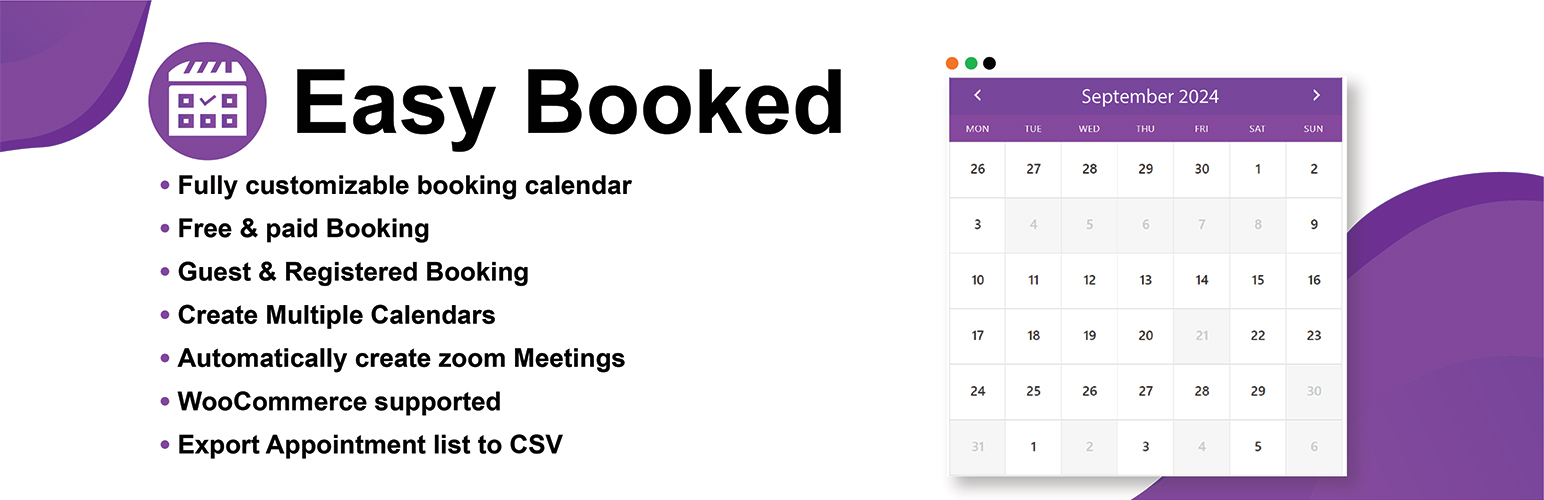 WordPress 外掛 Easy Booked – Appointment Booking and Scheduling Management System for WordPress 的封面圖片。