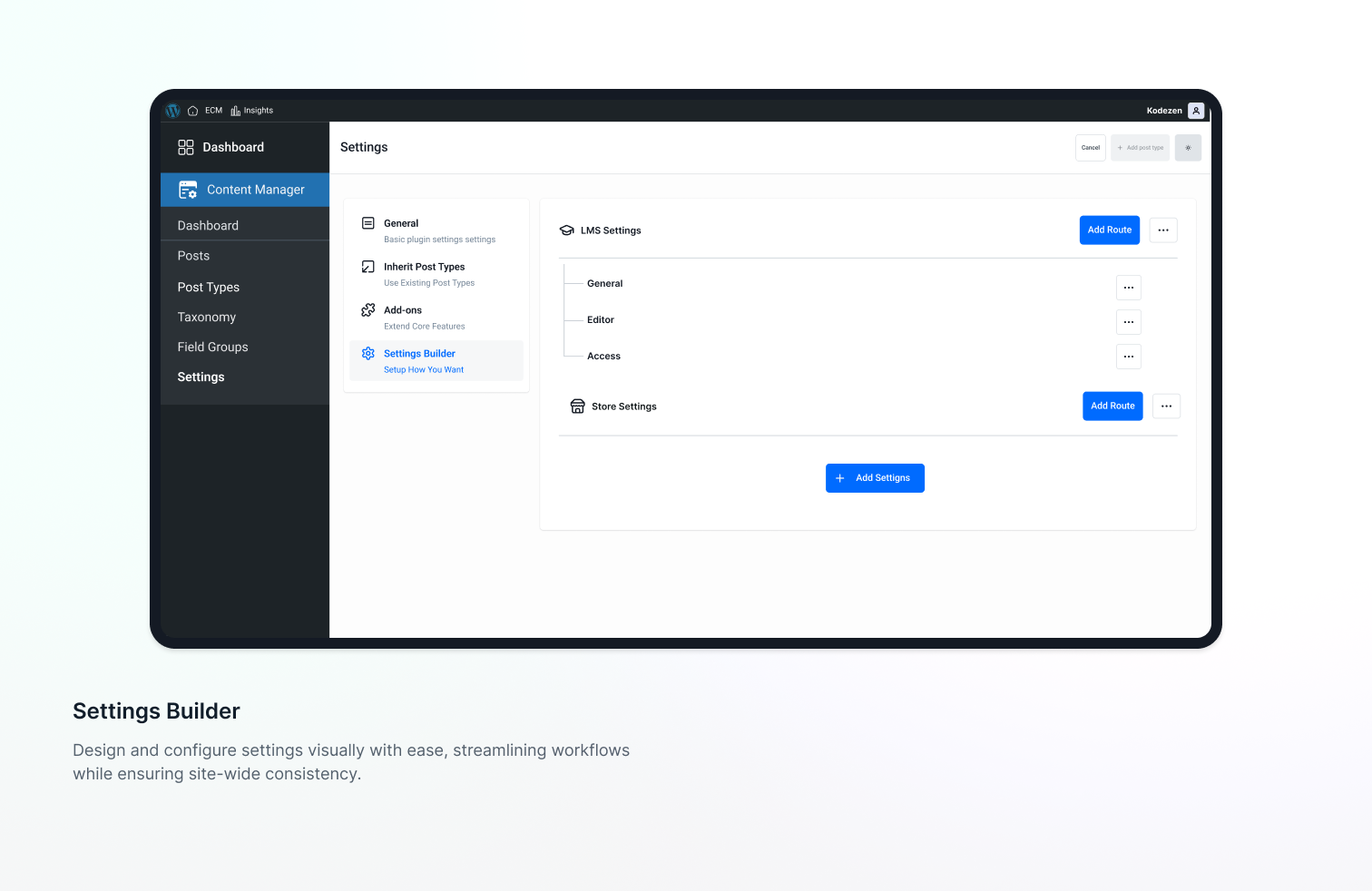 Easy Content Manager (ECM) – Powerful Custom Post types, Fields, Taxonomy &amp; Settings Builder - Screenshot 6