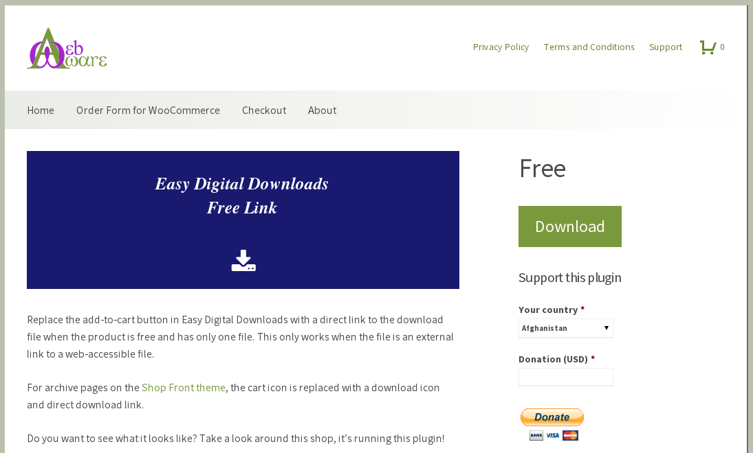Download button on a free download