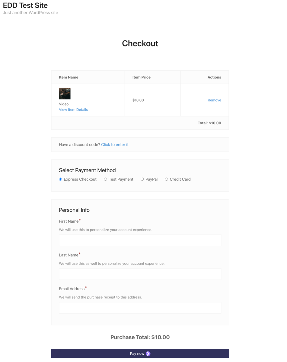 Checkout Form Block - Default Theme